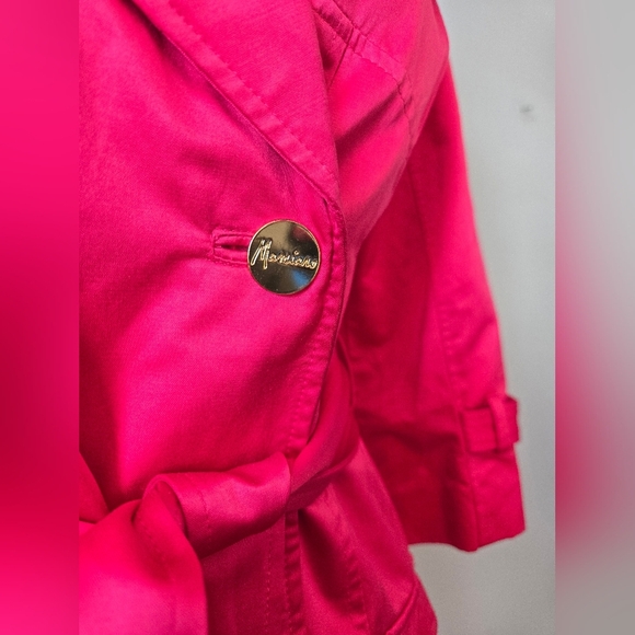MARCIANO Hot Pink Belted Trench Coat With a Satin Feel. Size Small - Picture 3 of 16